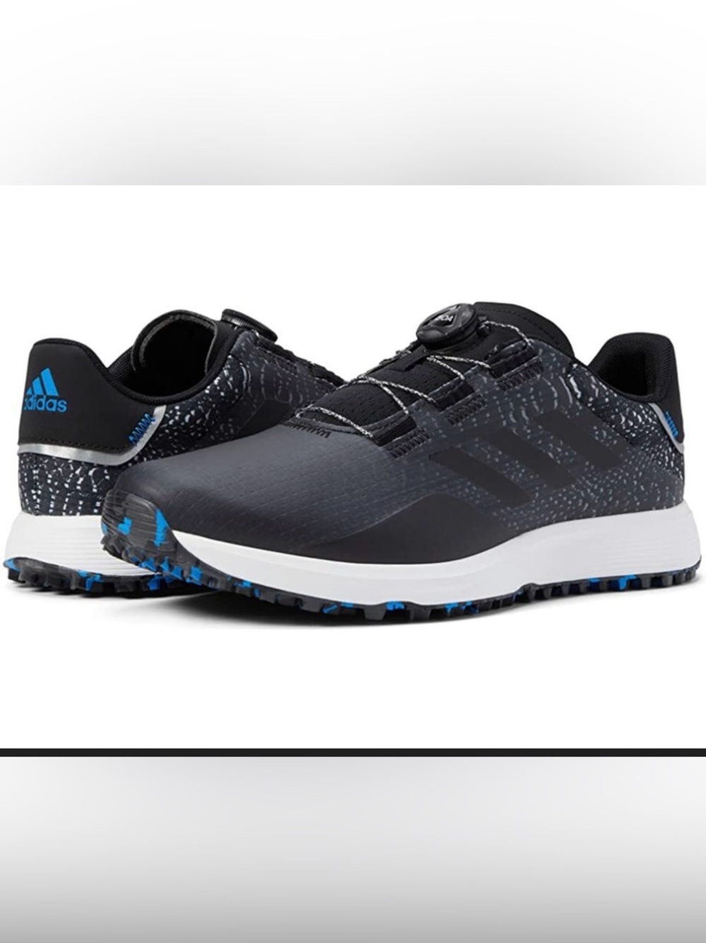 adidas Black Golf Shoes with Blue Accents